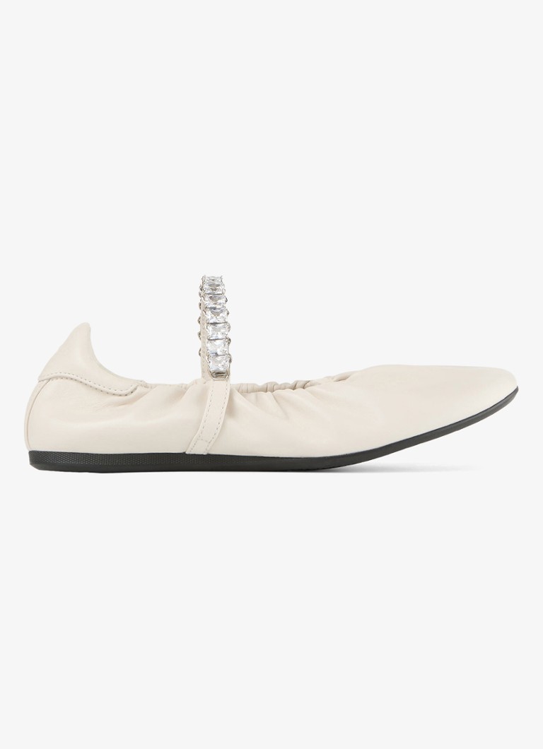 Jimmy Choo Dames Jade ballerina van leer in de kleur Gebroken wit