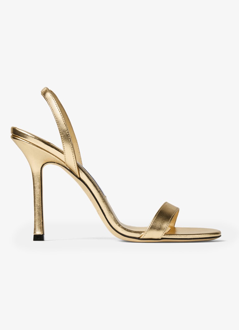 Jimmy Choo Dames Jenn 100 sandalette van lamsleer met metallic finish in de kleur Goud