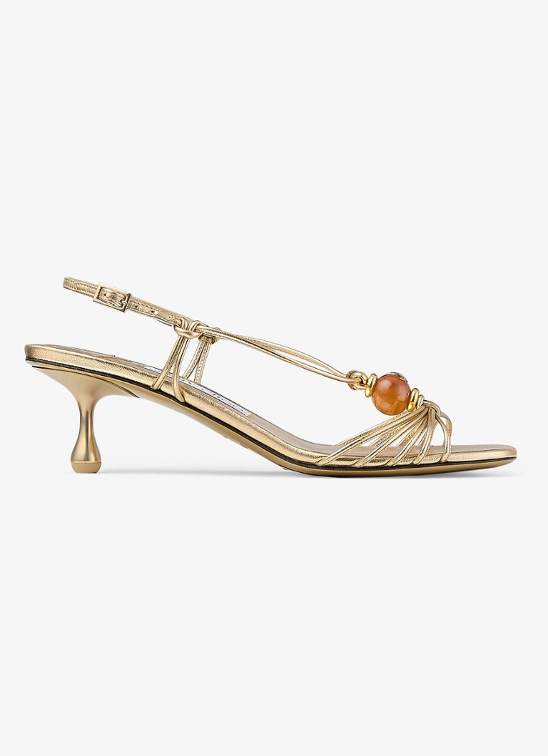 Jimmy Choo Dames Lova 50 sandalette van lamsleer met metallic finish in de kleur Goud