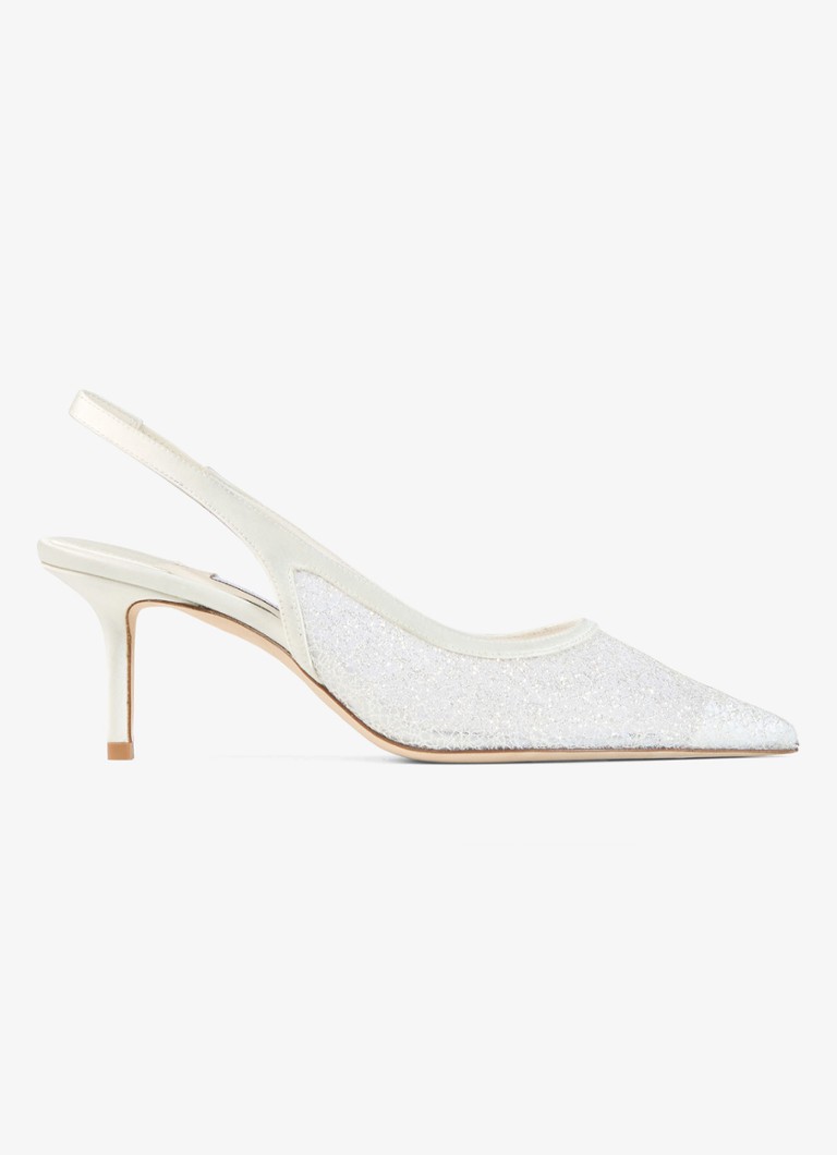 Jimmy Choo Dames Love 65 slingback met glitter in de kleur Wit