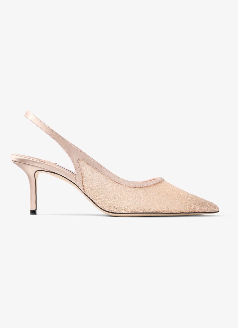 Jimmy Choo Dames Love 65 slingback met glitter in de kleur Beige