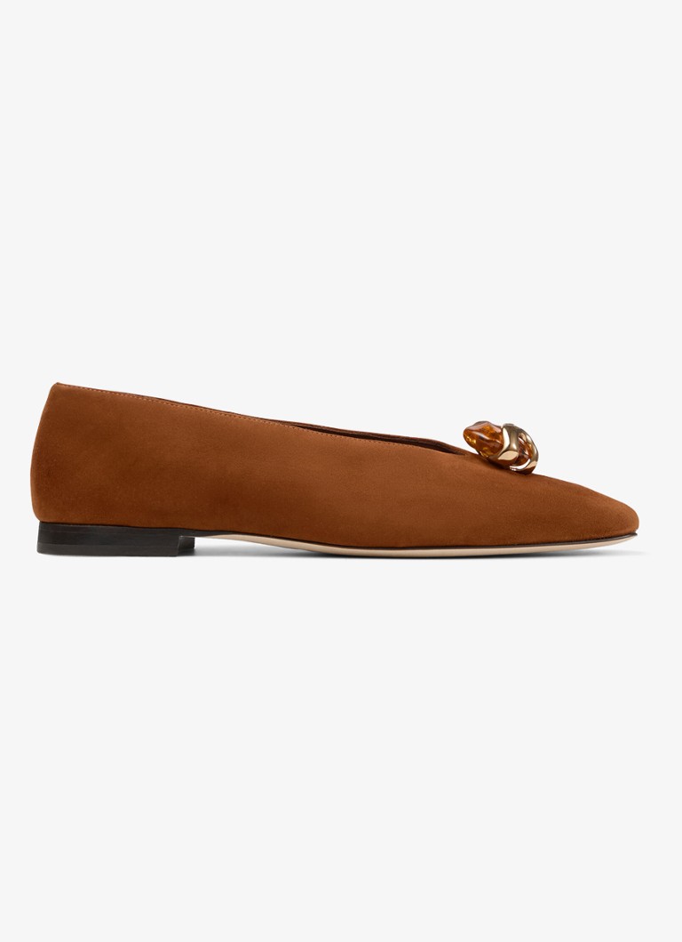 Jimmy Choo Dames Margot ballerina van geitensuède in de kleur Bruin