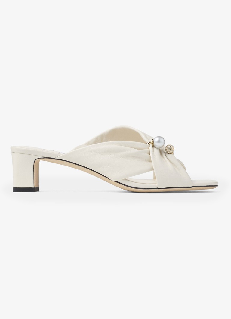Jimmy Choo Dames Rafi 45 muiltje van lamsleer in de kleur Gebroken wit