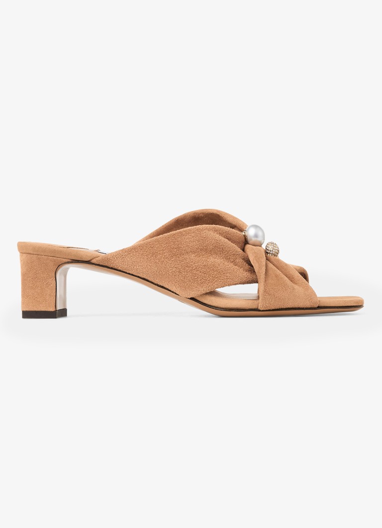 Jimmy Choo Dames Rafi 45 muiltje van geitensuède in de kleur Lichtbruin