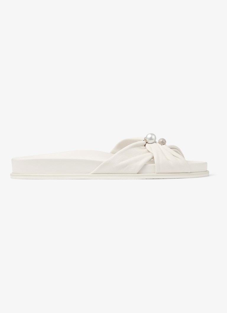 Jimmy Choo Dames Rafi slipper van lamsleer in de kleur Gebroken wit
