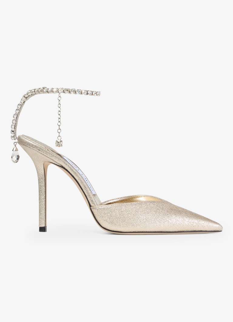 Jimmy Choo Dames Saeda 100 sandalette met metallic finish in de kleur Goud