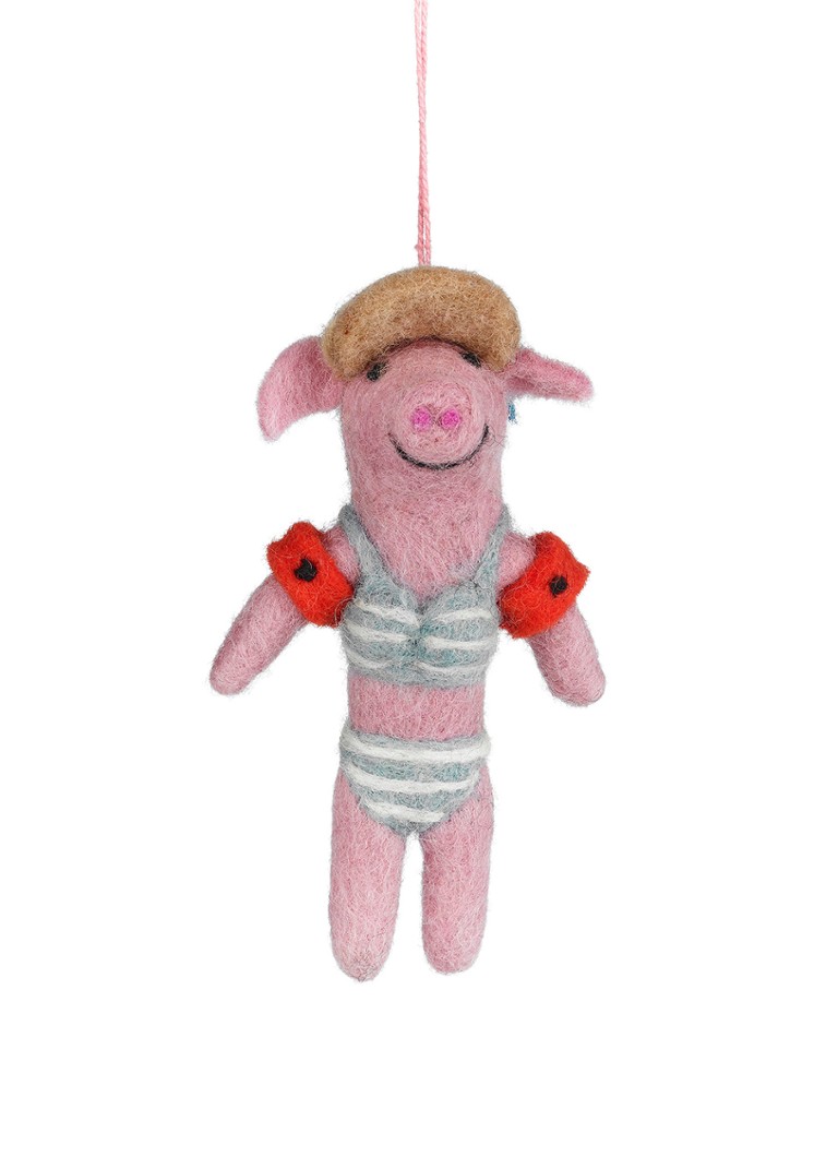 Felt So Good Babette the Beach Pig kersthanger 12 cm Roze