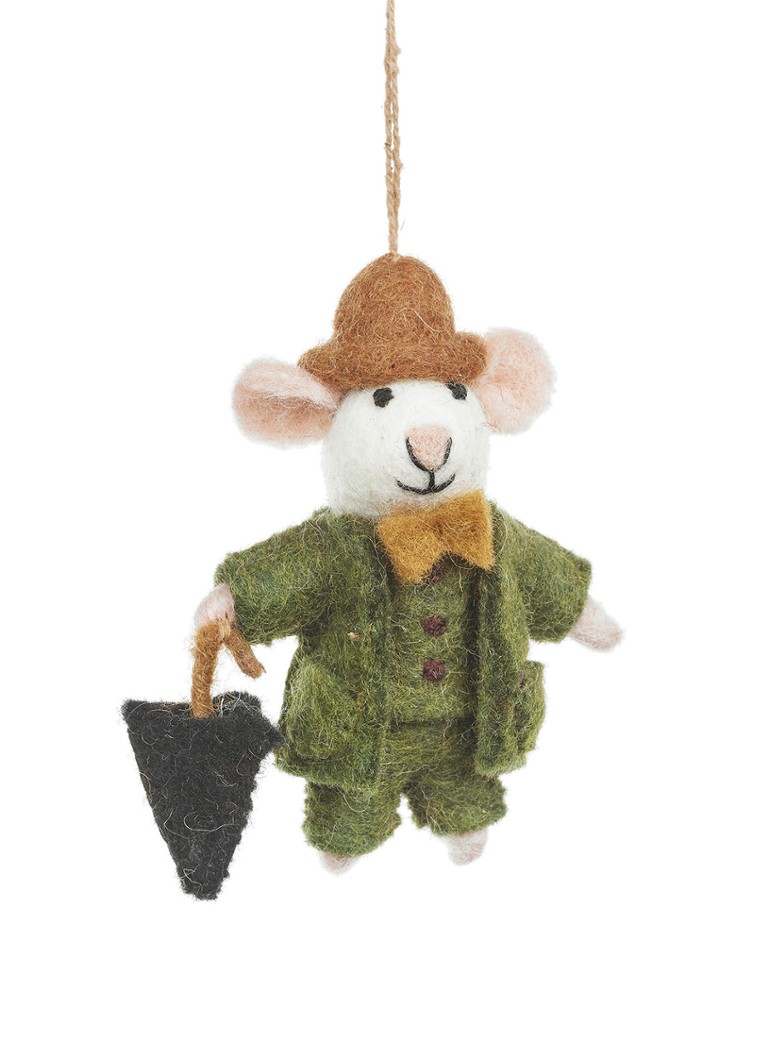 Felt So Good Dapper John the Mouse kersthanger 11,5 cm Groen - Deal