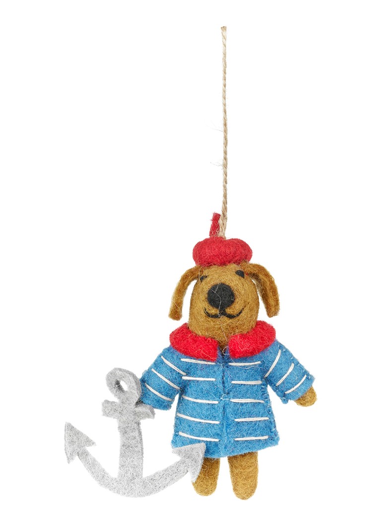 Felt So Good Davey the Sailor Dog kersthanger 11 cm Blauw