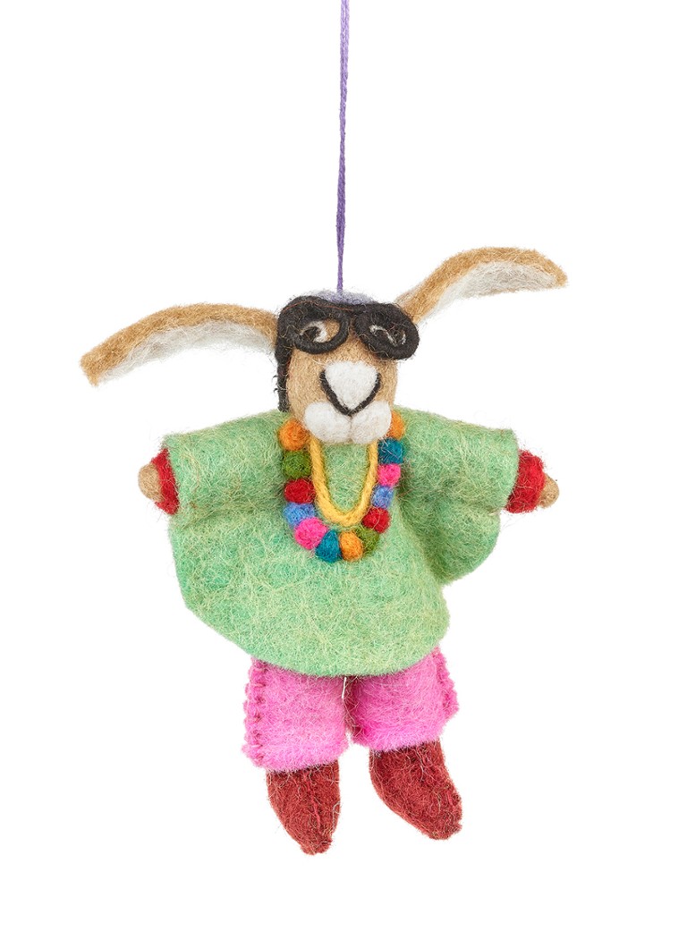 Felt So Good Iris Apfel Hare kersthanger 16 cm Groen - Deal