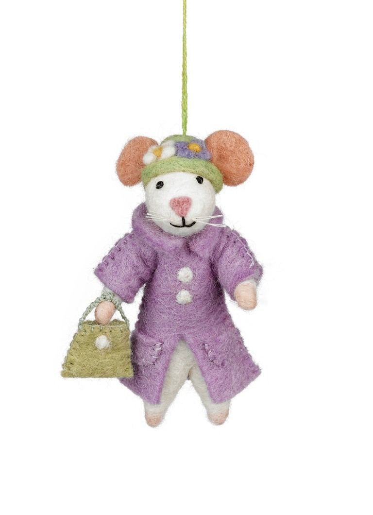 Felt So Good Matilda the Mouse kersthanger 12 cm Paars