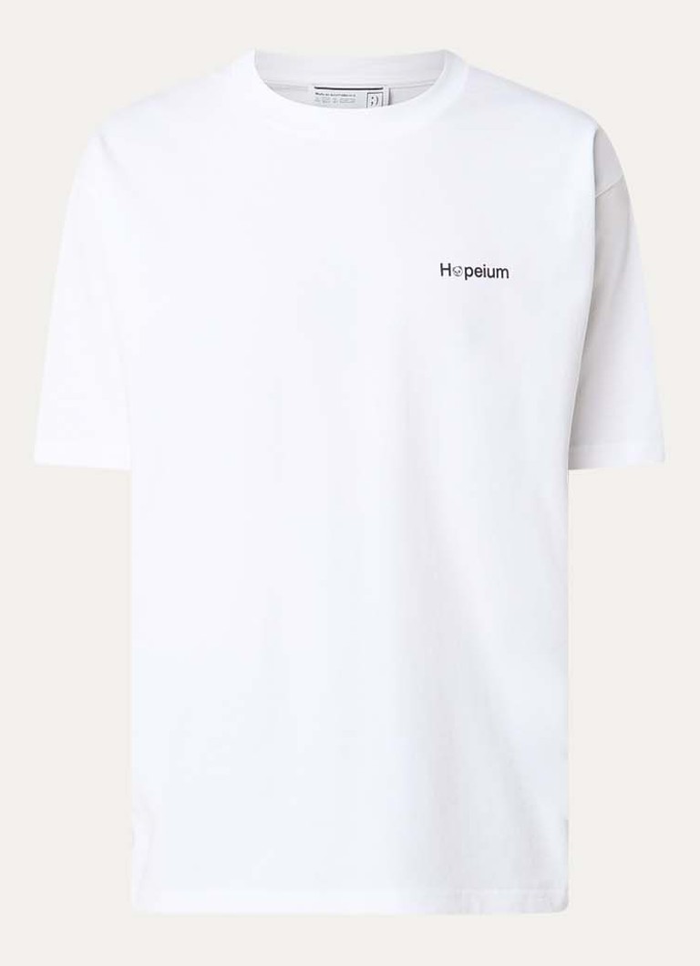Hopeium Heren T-shirt met logo- en backprint in de kleur Wit, maat: S