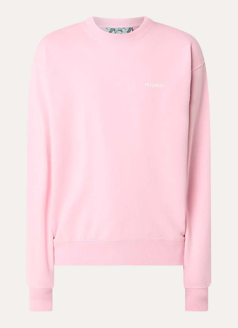 Hopeium Heren Sweater met logo- en backprint in de kleur Roze, maat: M