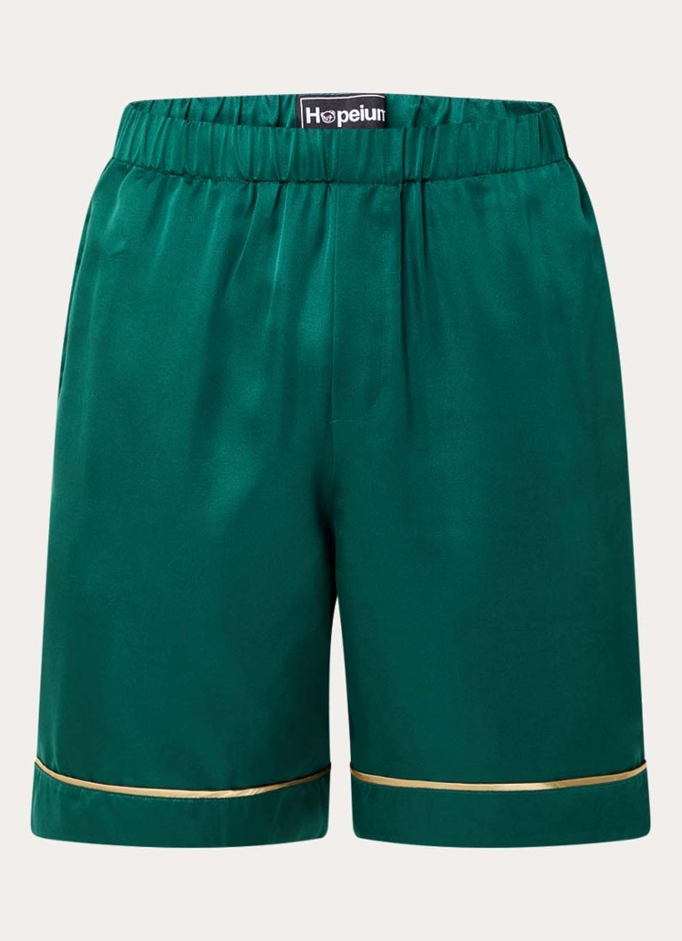 Hopeium Heren Loose fit korte broek van zijde in de kleur Donkergroen, maat: M