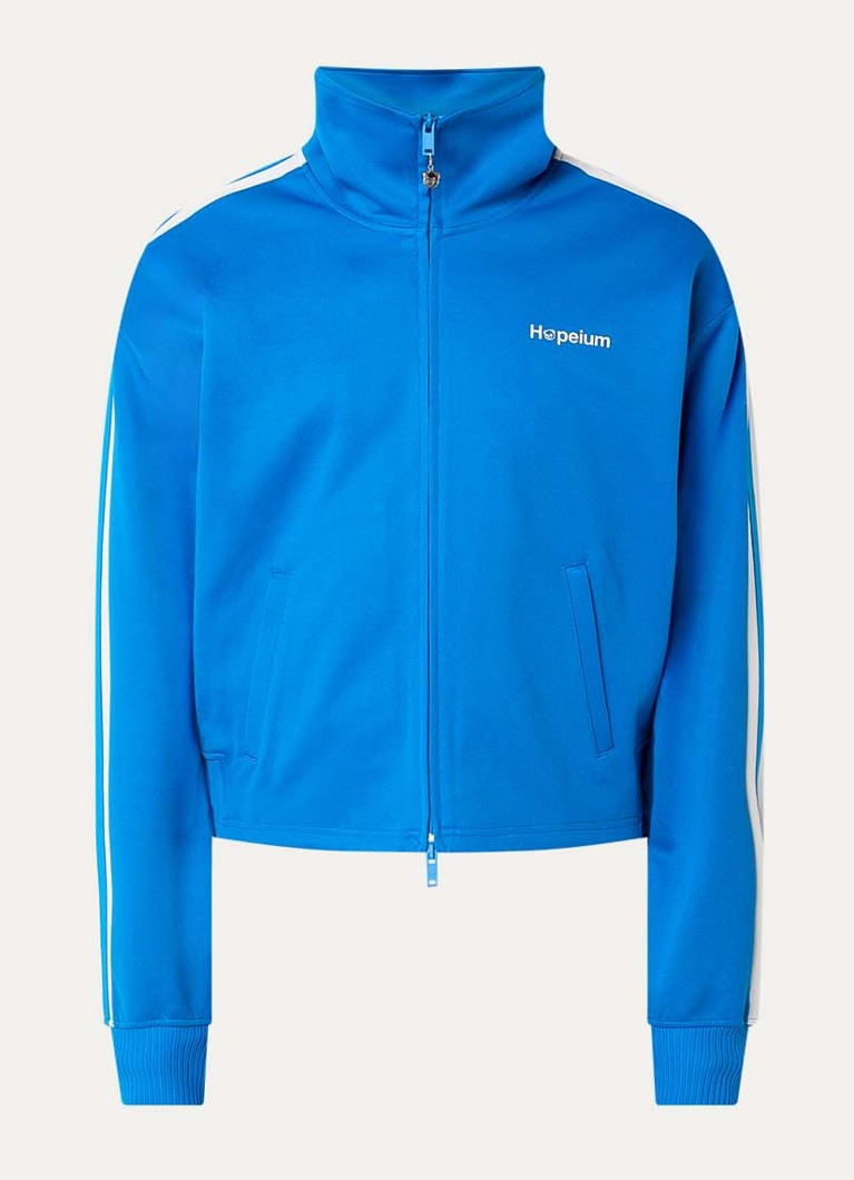 Hopeium Heren Trackvest met ritszakken en logo in de kleur Blauw, maat: XL