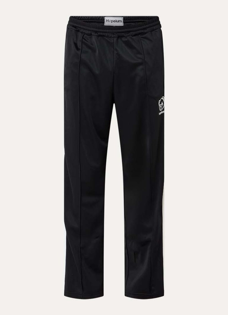 Hopeium Heren Loose fit trackpants met ritszakken en logo in de kleur Zwart, maat: S