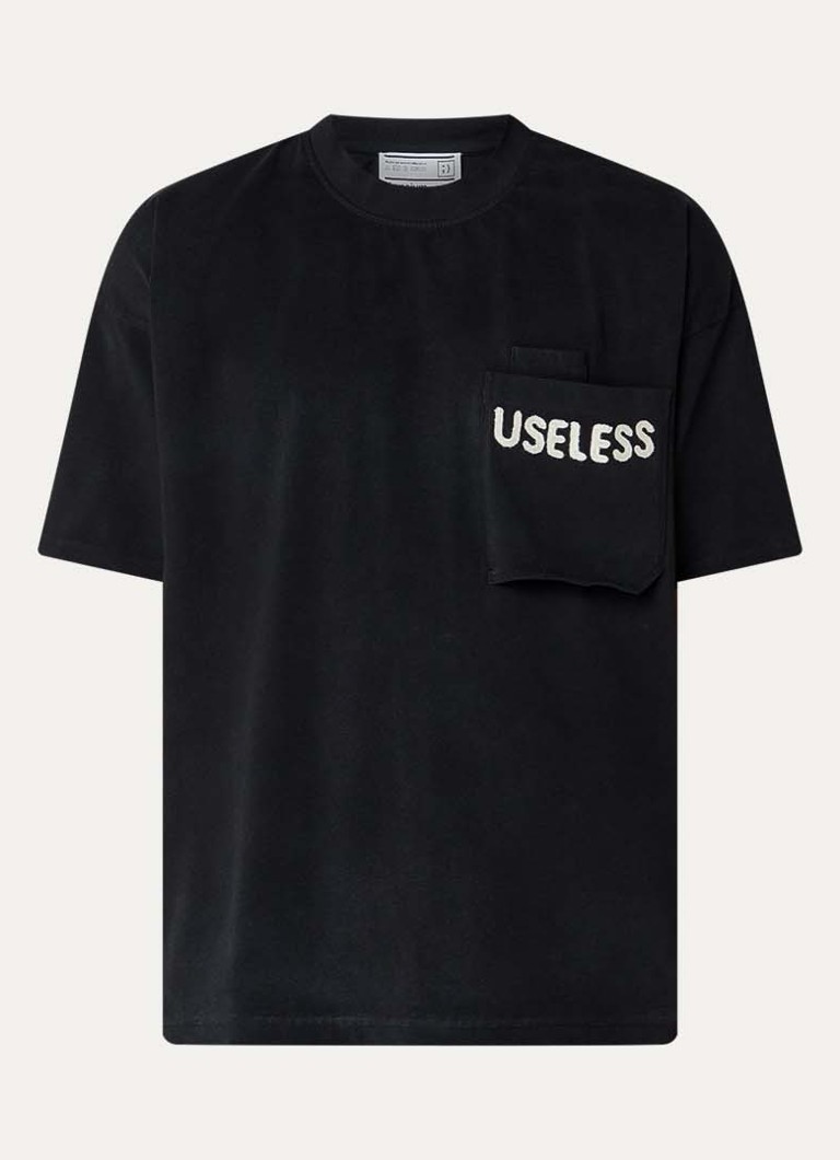 Hopeium Heren T-shirt met borduring in de kleur Zwart, maat: M