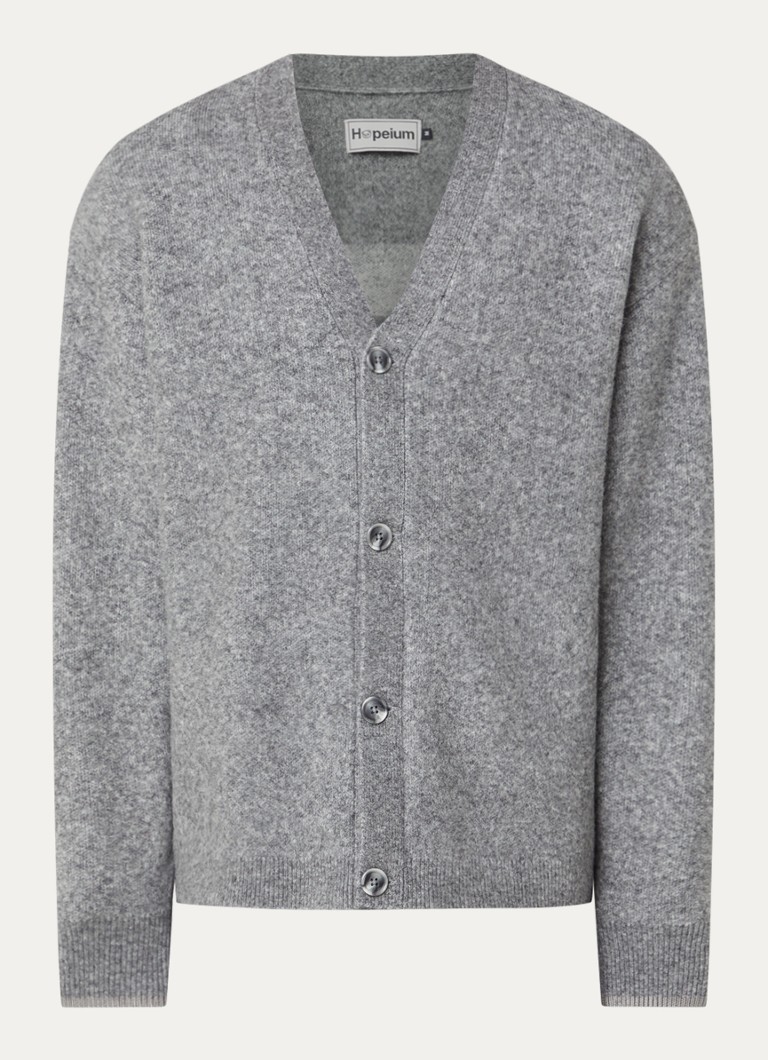 Hopeium Heren Fijngebreid vest in alpaca wolblend met backprint in de kleur Grijs, maat: XL