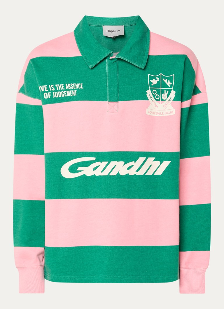Hopeium Heren Ghandi sweater met polokraag in de kleur Donkergroen, maat: XL