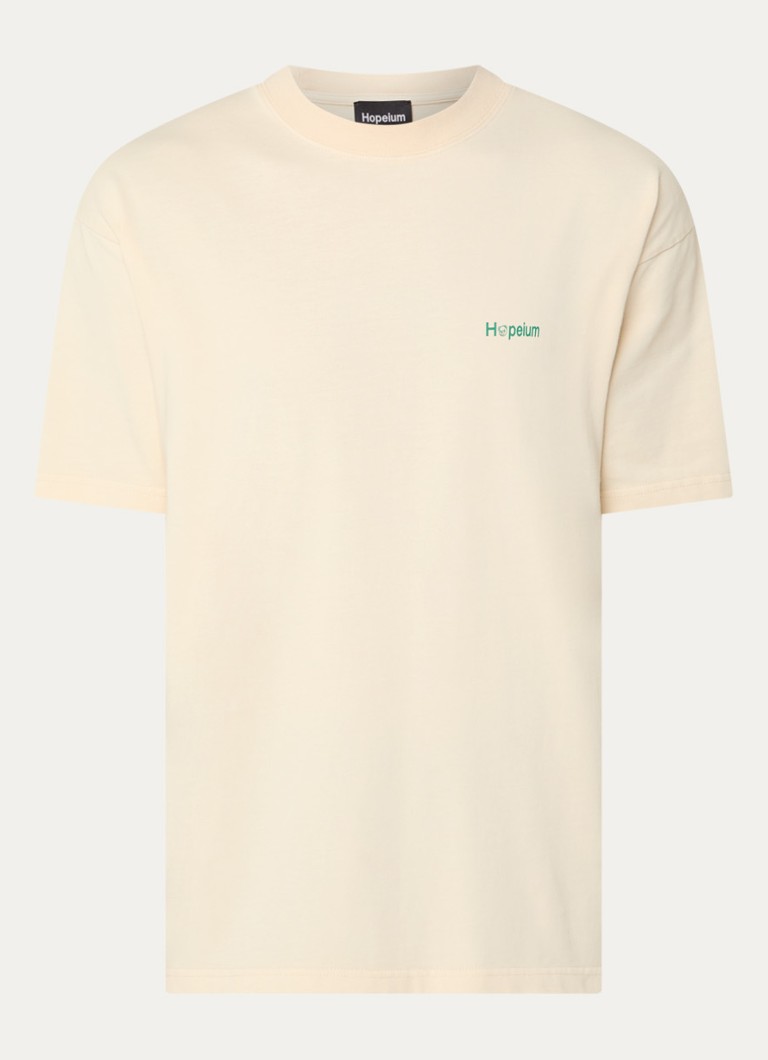 Hopeium Heren T-shirt met logo- en backprint in de kleur Lichtgeel, maat: XL