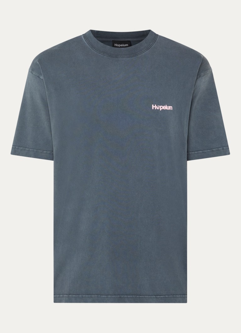 Hopeium Heren T-shirt met logo- en backprint in de kleur Donkergrijs, maat: S