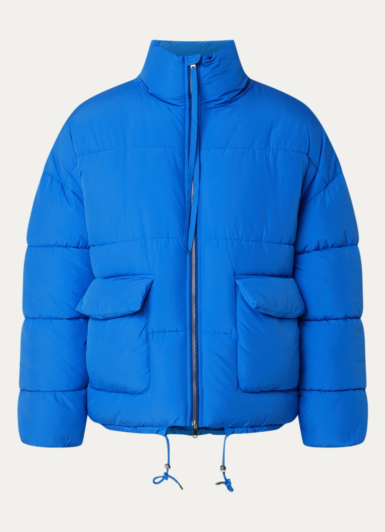 Hopeium Heren Puffer jack met opstaande kraag in de kleur Kobaltblauw, maat: L