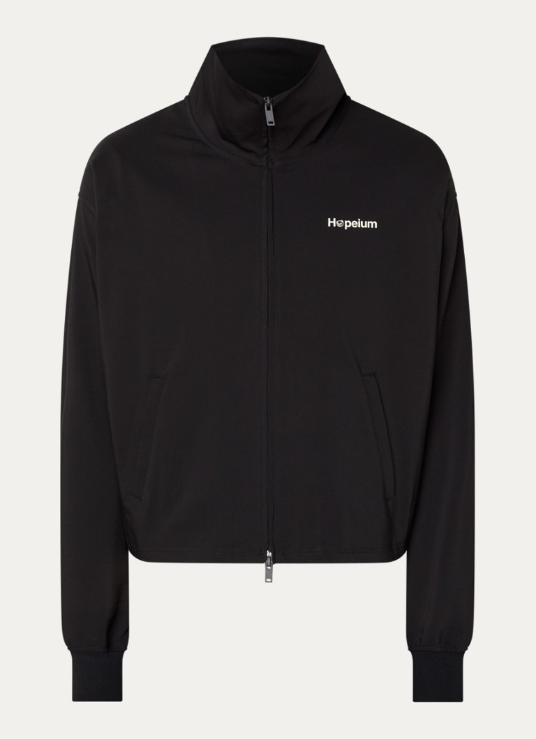 Hopeium Heren Jack met logo- en backprint in de kleur Zwart, maat: M