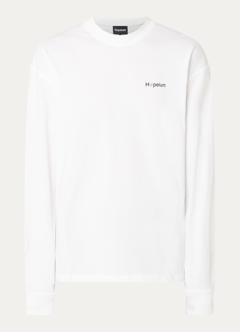 Hopeium Heren Longsleeve met logo- en backprint in de kleur Wit, maat: S
