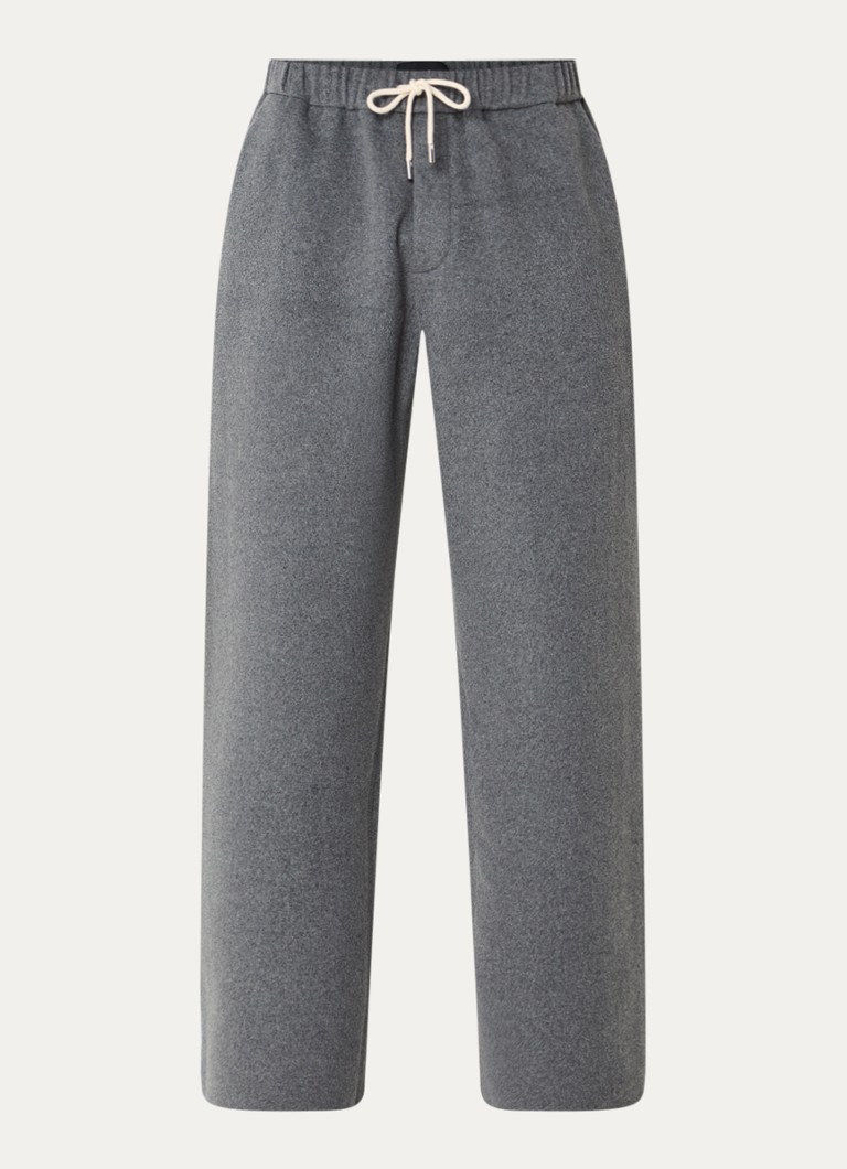 Hopeium Heren Wide fit broek van wol met steekzakken in de kleur Grijsmele, maat: XL