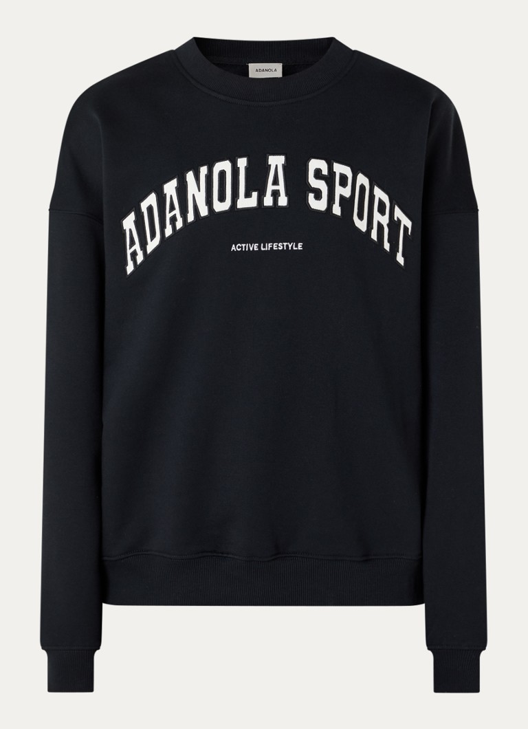 Adanola Dames Oversized sweater met borduring in de kleur Zwart, maat: XS