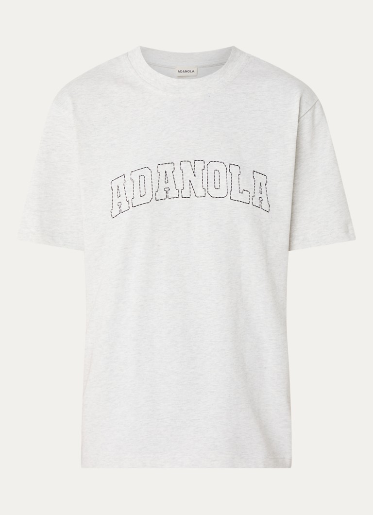 Adanola Dames T-shirt met borduring in de kleur Grijsmele, maat: XL
