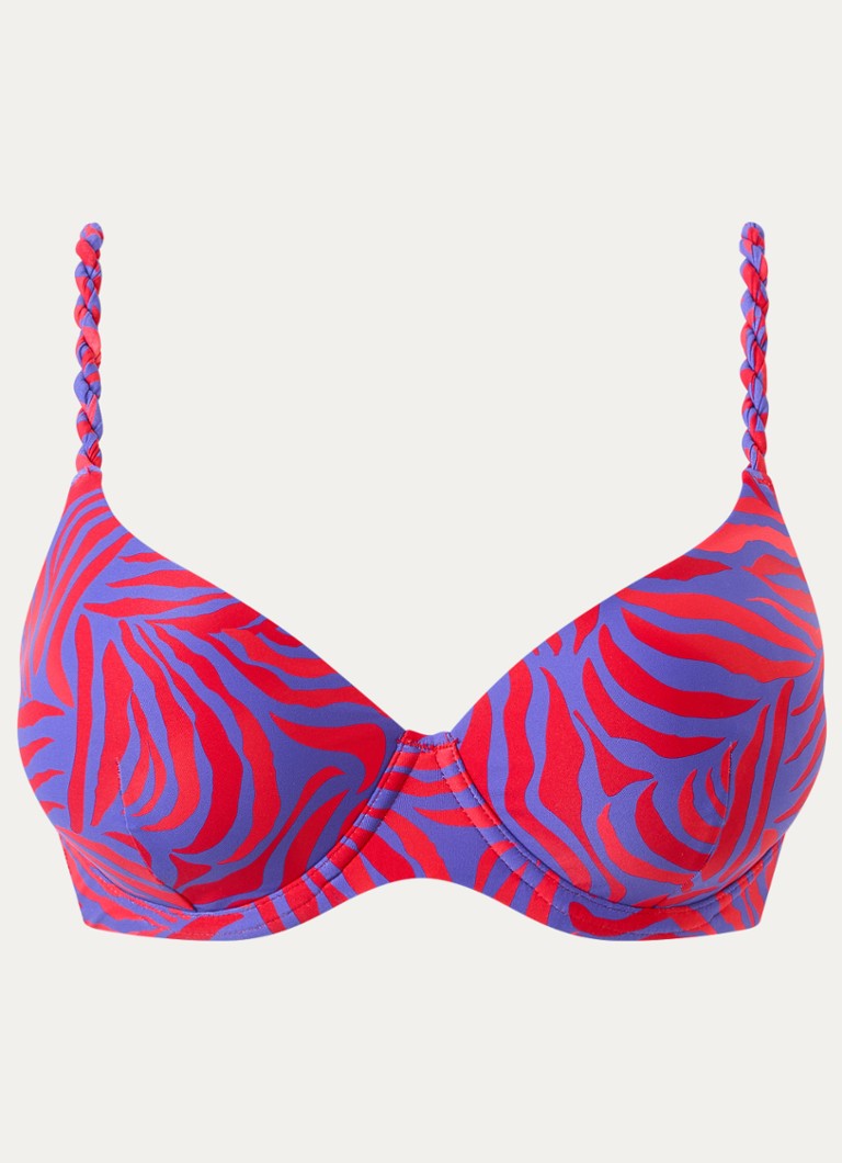 Femilet by Chantelle Dames Tidra voorgevormde bikinitop met beugel en tijgerprint in de kleur Donkerroze