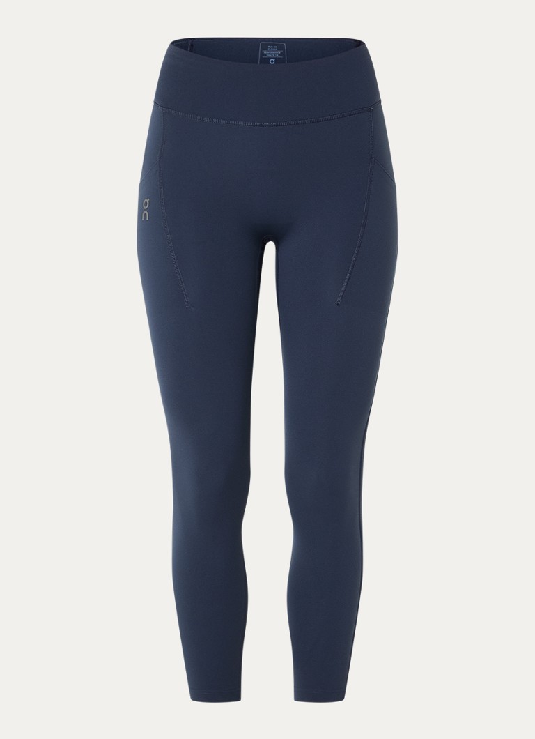On Dames Performance high waist skinny fit cropped trainingslegging met logo in de kleur Donkerblauw, maat: XL