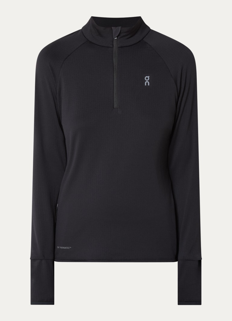 On Dames Climate pullover met halve rits en logo in de kleur Zwart, maat: XL