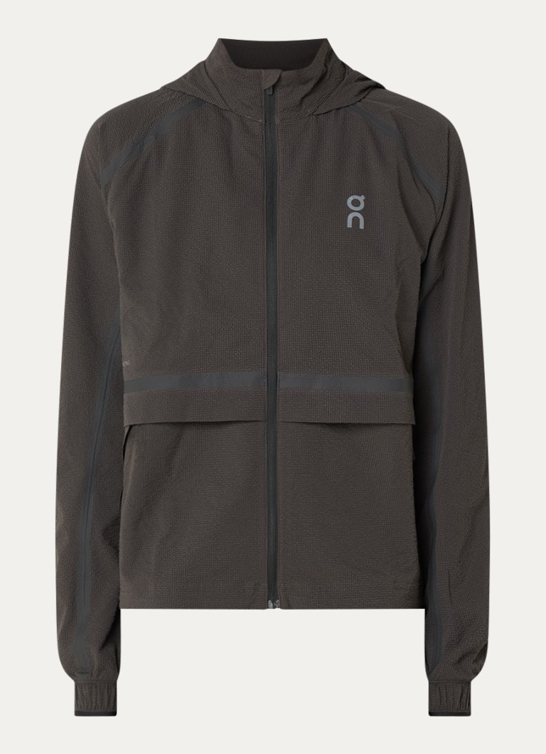 On Dames Performance Volt windjack met logo in de kleur Antraciet, maat: L
