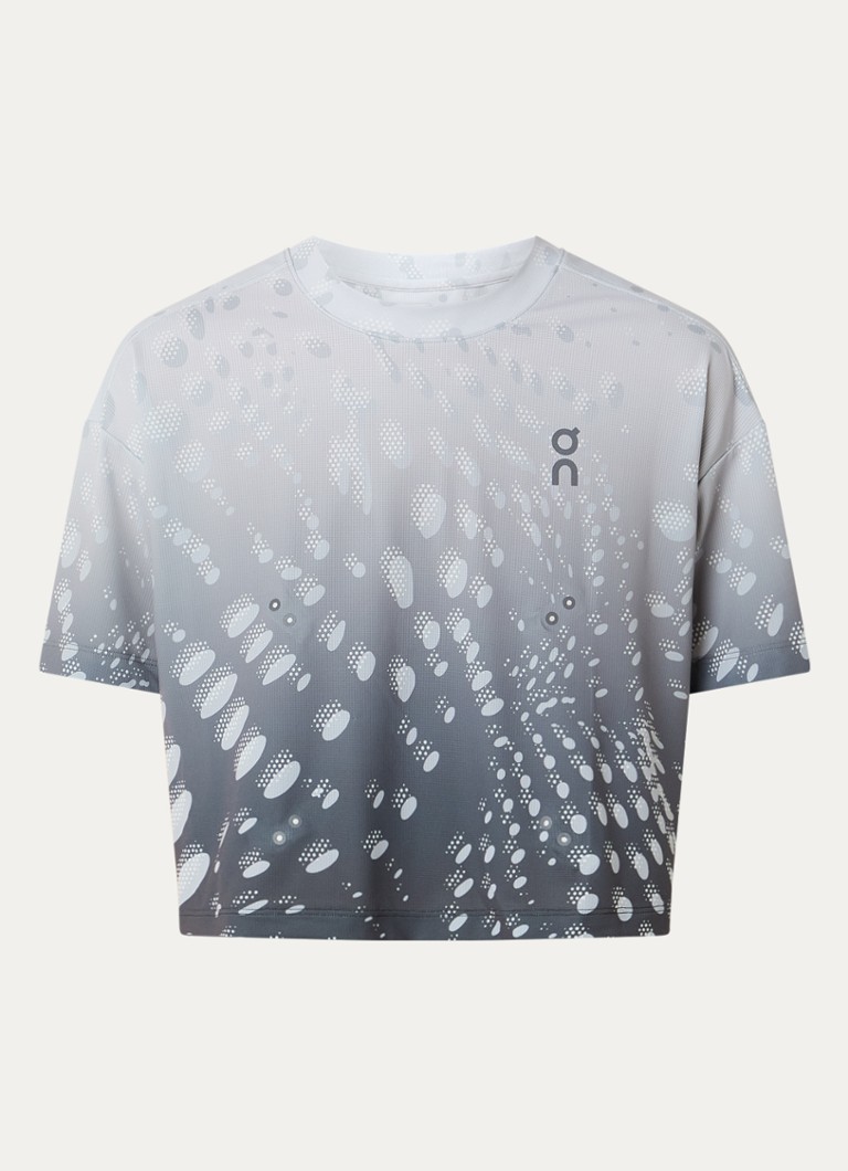 On Dames Performance trainings T-shirt met print in de kleur Antraciet, maat: M