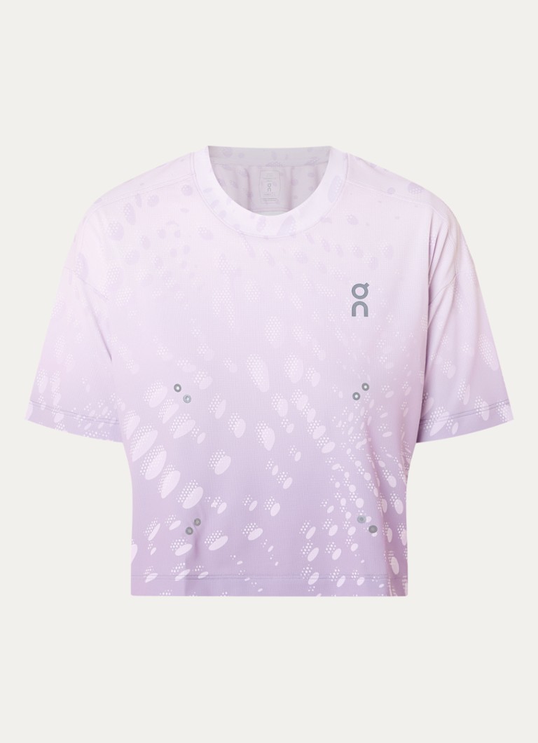 On Dames Performance trainings T-shirt met print in de kleur Lila, maat: XS