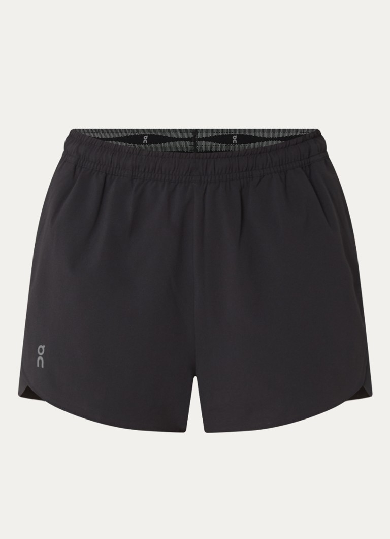 On Dames High waist straight fit korte trainingsshort met logo in de kleur Zwart, maat: M