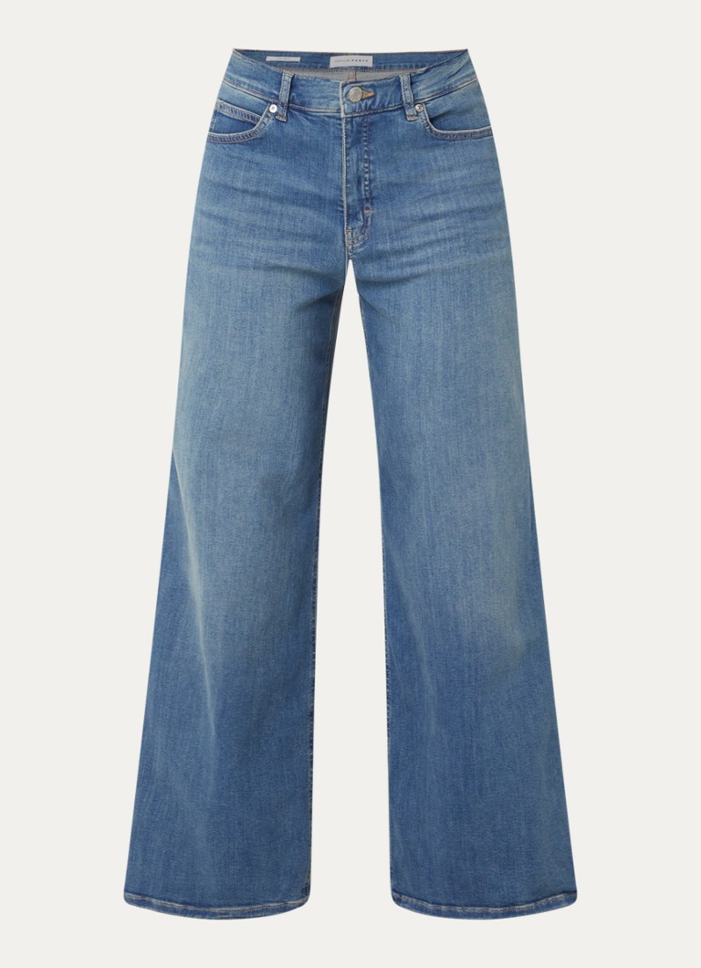 OPUS Dames Meni high waist wide leg jeans met medium wassing in de kleur Indigo, maat: 34/L30