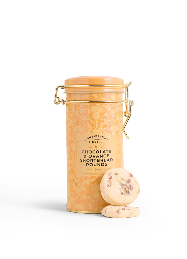 Cartwright & Butler Shortbread koekjes met chocolade en sinaasappel in blik 150 gram Beige - Deal