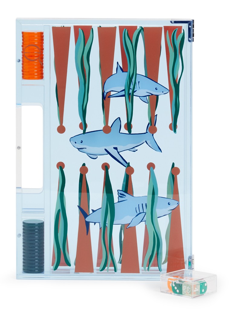 House of Nobilique Backgammon bordspel van acryl in de kleur Blauw, maat: 1MAAT