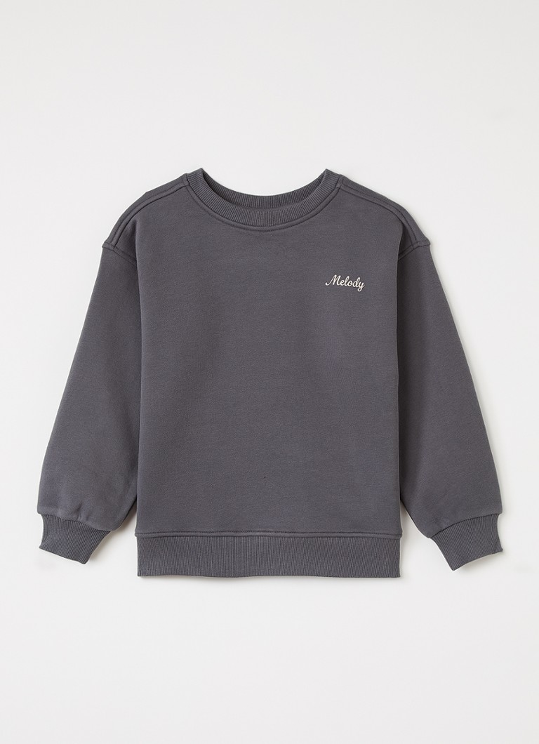 Sofie Schnoor Meisjes Eli sweater met front- en backprint in de kleur Donkergrijs, maat: 122