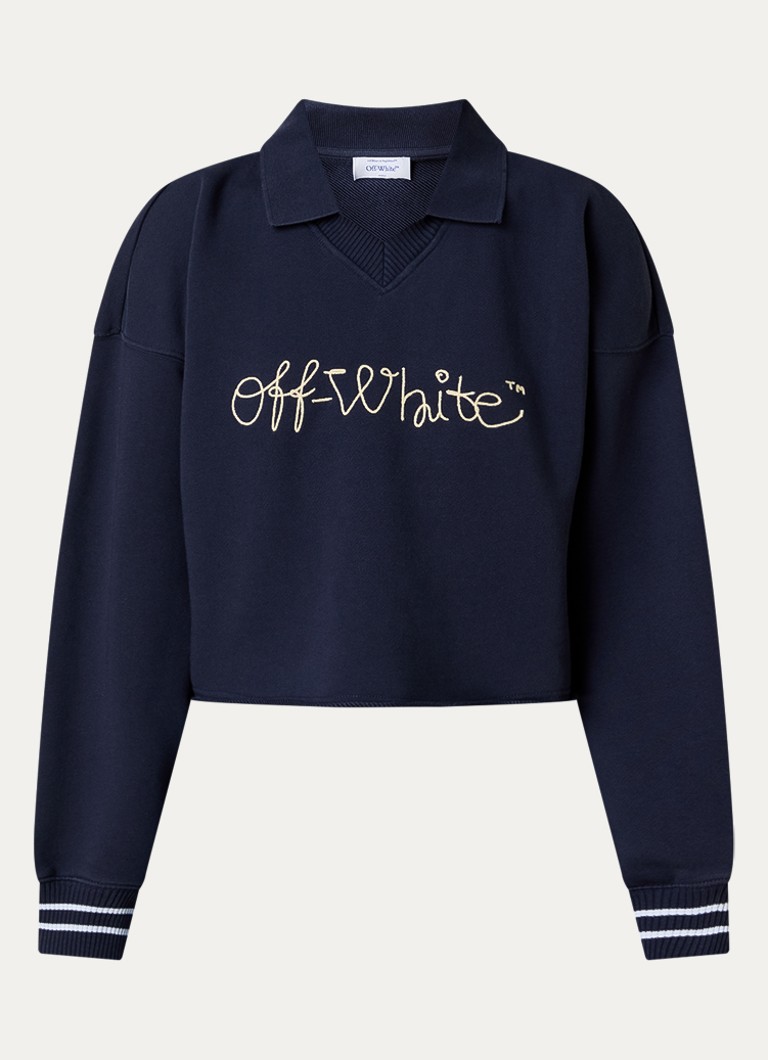 Off-White Dames Script polo met logo in de kleur Donkerblauw, maat: XS
