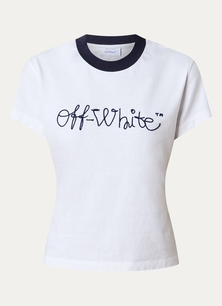 Off-White Dames Script T-shirt met logo in de kleur Wit, maat: S