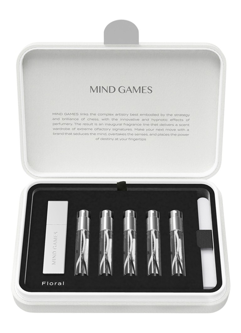 Mind Games Leather Discovery Set Floral Extrait de Parfum - mini parfumset 5x7,5ml Cadeausets - Deal