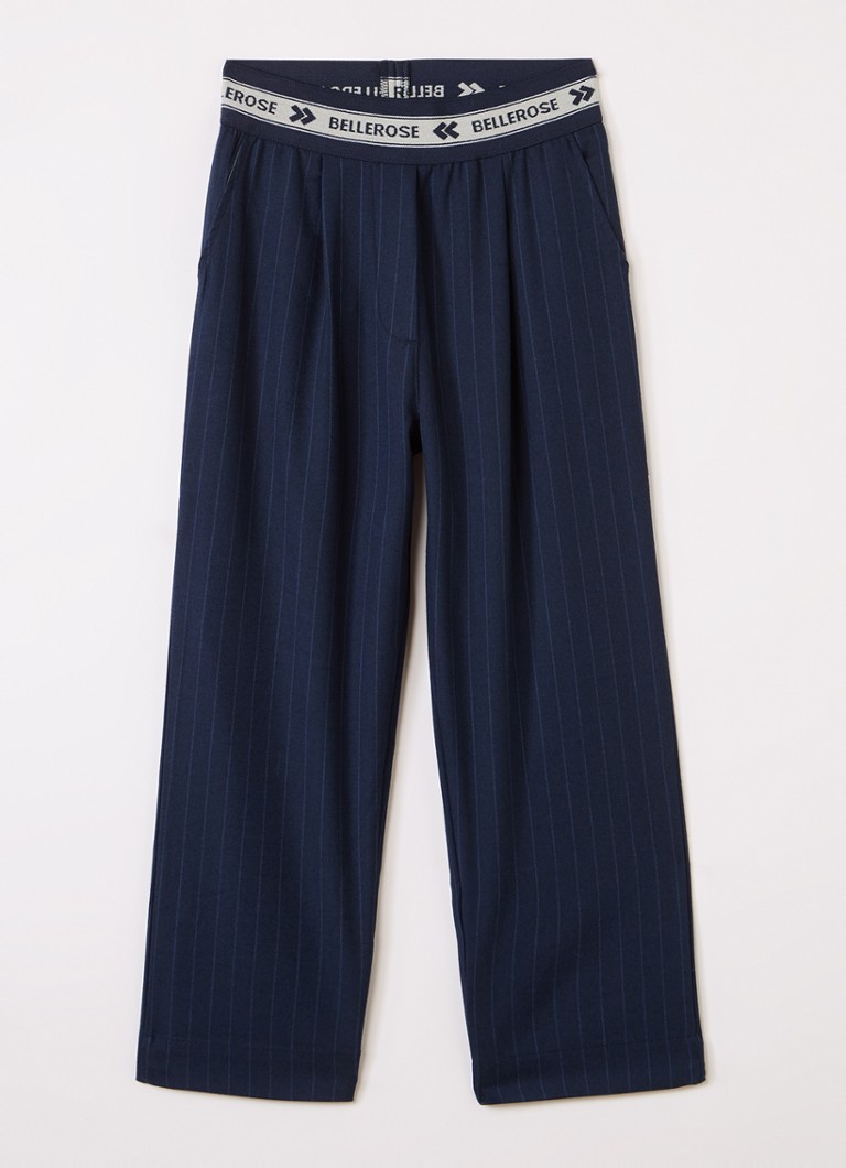 Bellerose Meisjes Alysa straight fit broek met streepprint in de kleur Donkerblauw, maat: 164
