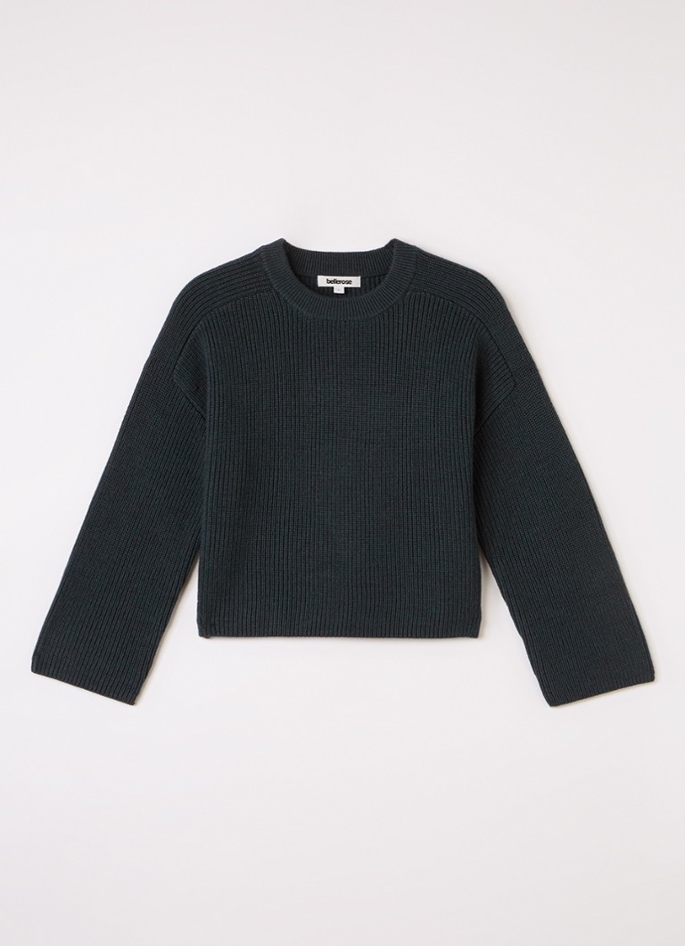 Bellerose Meisjes Awa grofgebreide trui van merino wol in de kleur Donkergroen, maat: 164