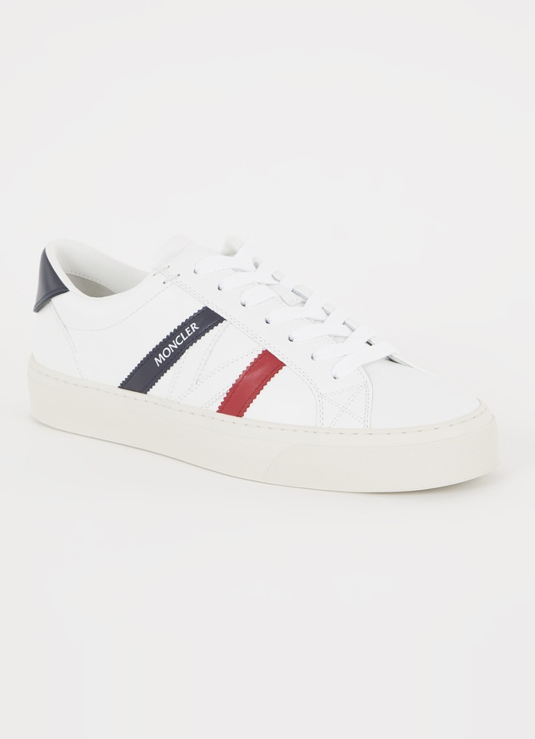 Moncler Heren Monaco sneaker van kalfsleer met logo in de kleur Wit, maat: 42