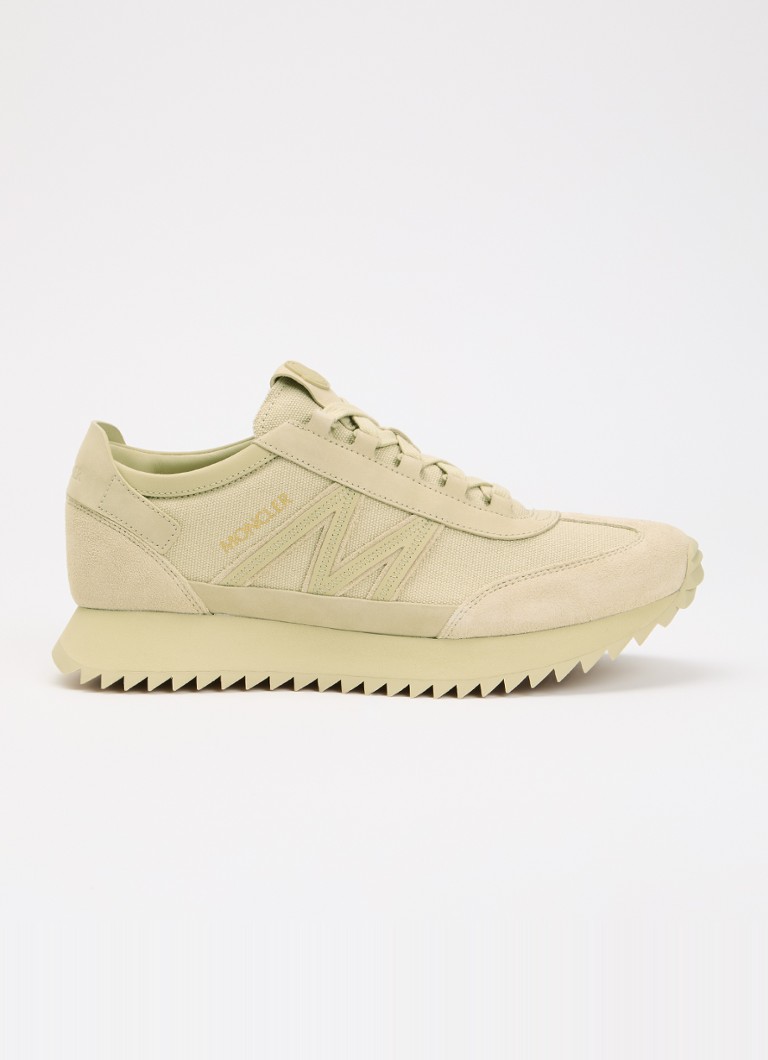 Moncler Heren Pacey2 sneaker met suède details en logo in de kleur Gebroken wit, maat: 41
