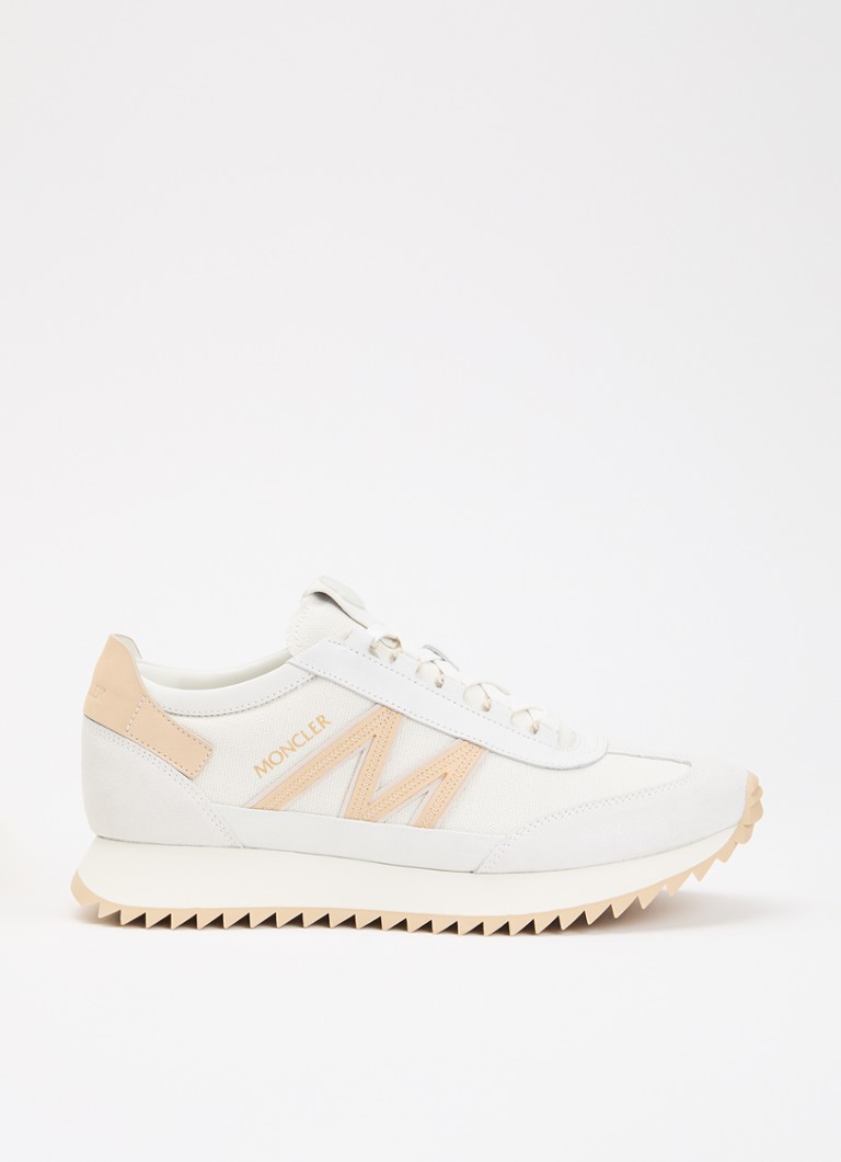 Moncler Heren Pacey2 sneaker met suède details en logo in de kleur Wit, maat: 43